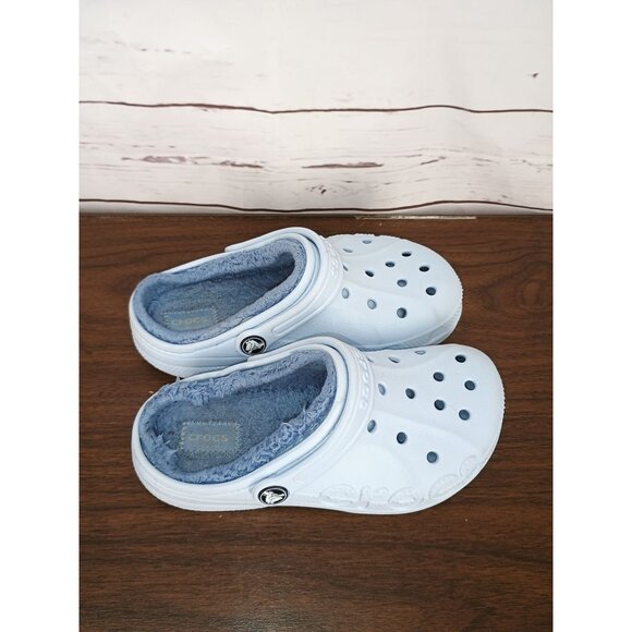 Kids Crocs Classic Clogs J1 light Blue Winter Lined Slip-On Comfortable Shoes - Picture 3 of 7